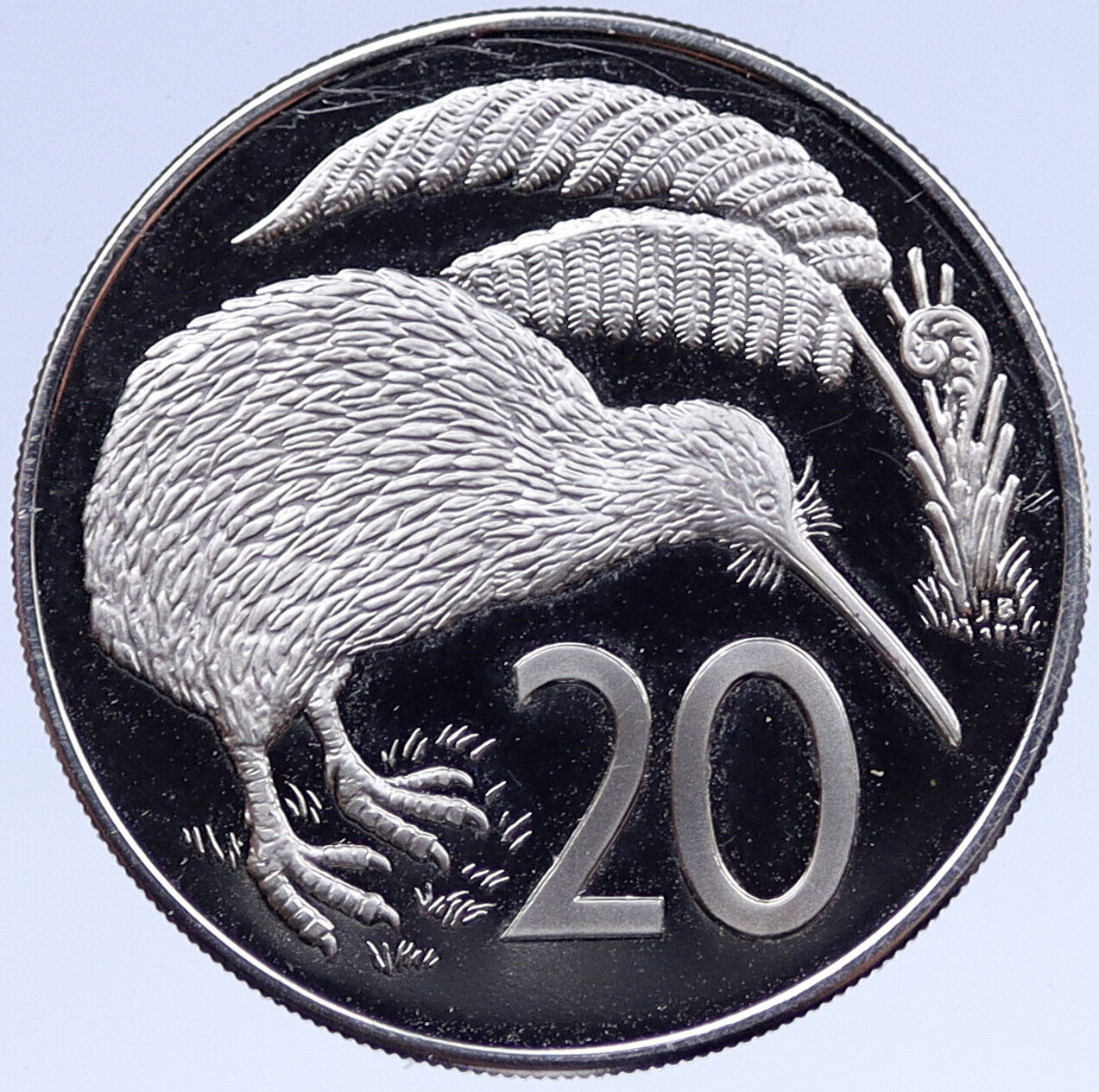 1974 NEW ZEALAND Proof 20 Cents UK QUEEN Elizabeth II Coin KIWI BIRD i119373