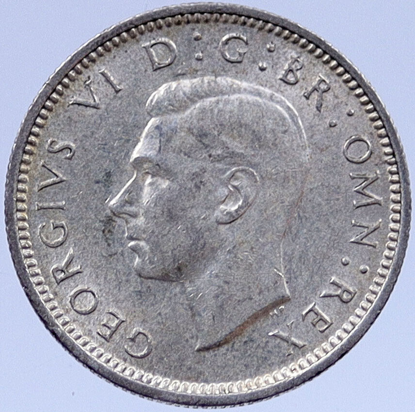 1944 Great Britain Silver SIXPENCE UK United Kingdom KING GEORGE VI Coin i119378