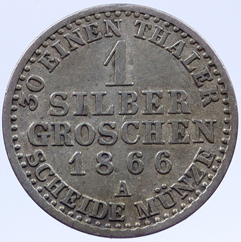 1864 A PRUSSIA Germany State Silver 1 Groschen OLD Coin King Wilhelm I i119379