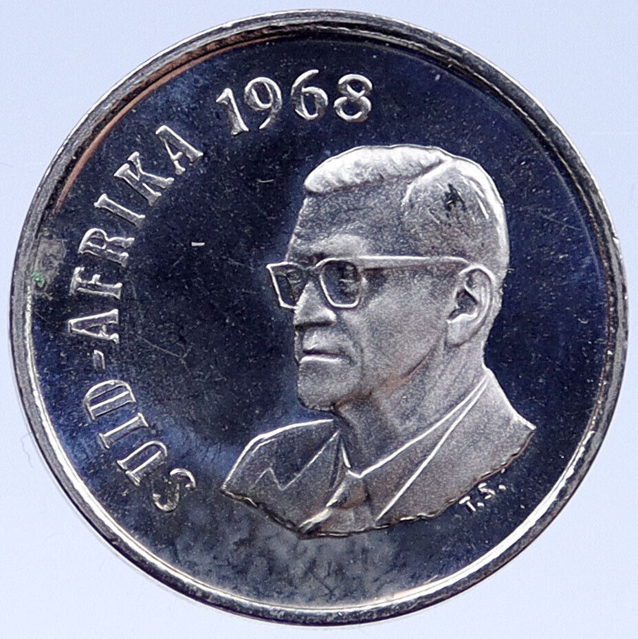 1968 SOUTH AFRICA Proof 10 Cents President Charles Swart ALOE PLANT Coin i119387