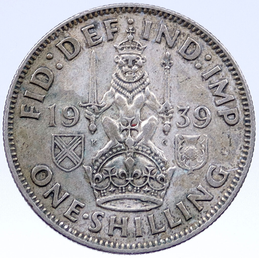 1939 Great Britain SILVER SHILLING UK United Kingdom George VI Coin i119388
