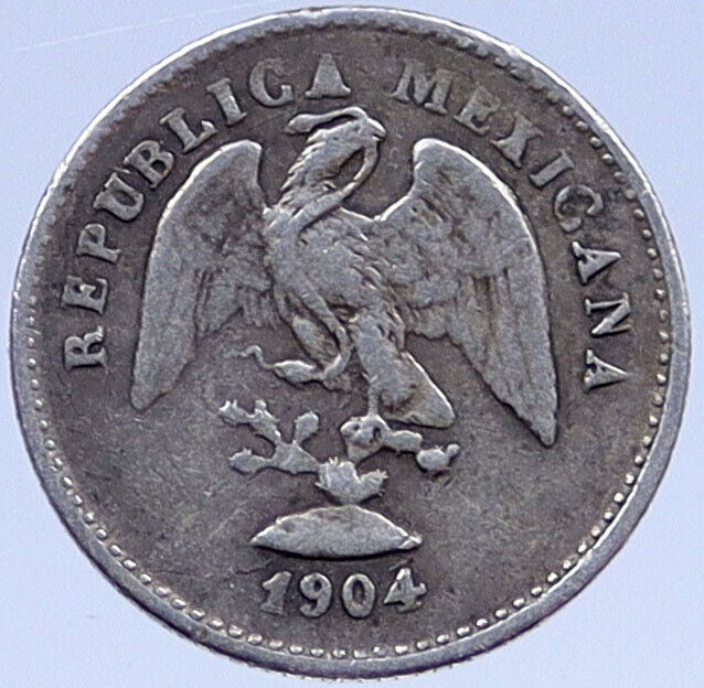 1904 MoM MEXICO Silver 5 Centavos Antique Genuine Mexican EAGLE Coin i119398