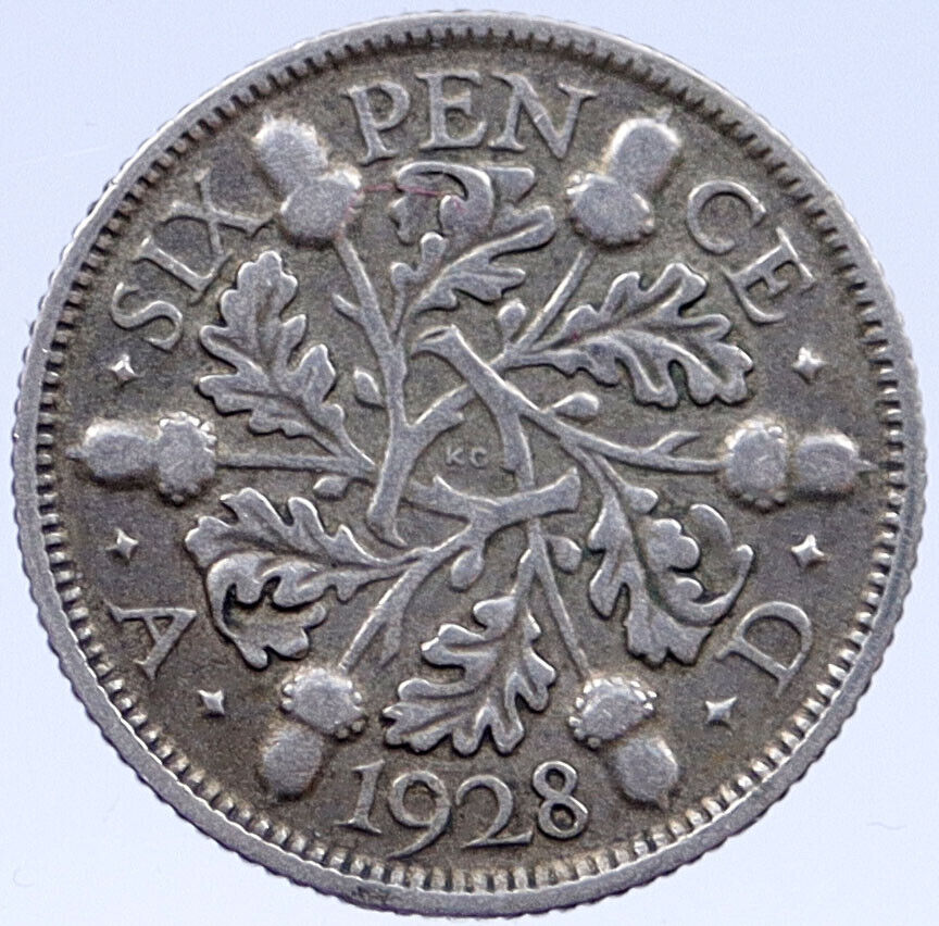 1928 GREAT BRITAIN UK SILVER Sixpence United Kingdom King George V Coin i119389