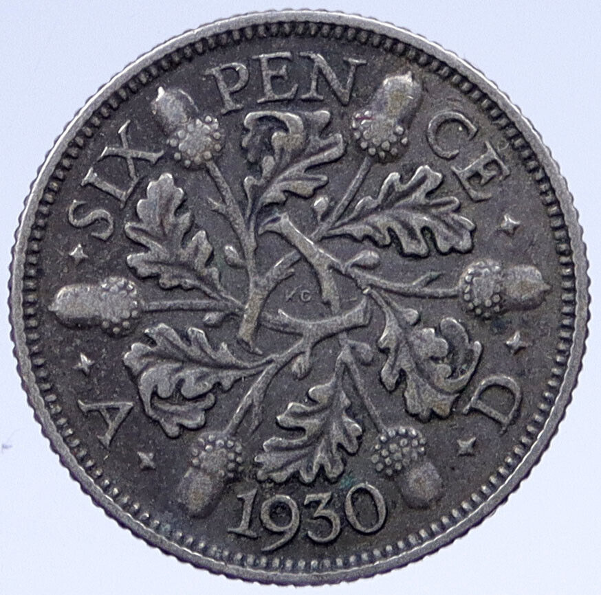 1930 GREAT BRITAIN UK SILVER Sixpence United Kingdom King George V Coin i119402