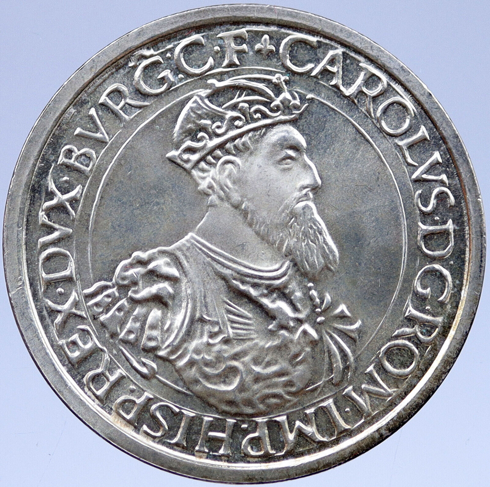 1987 BELGIUM European Treaties of Rome Large SILVER Coin King Charles V i119408