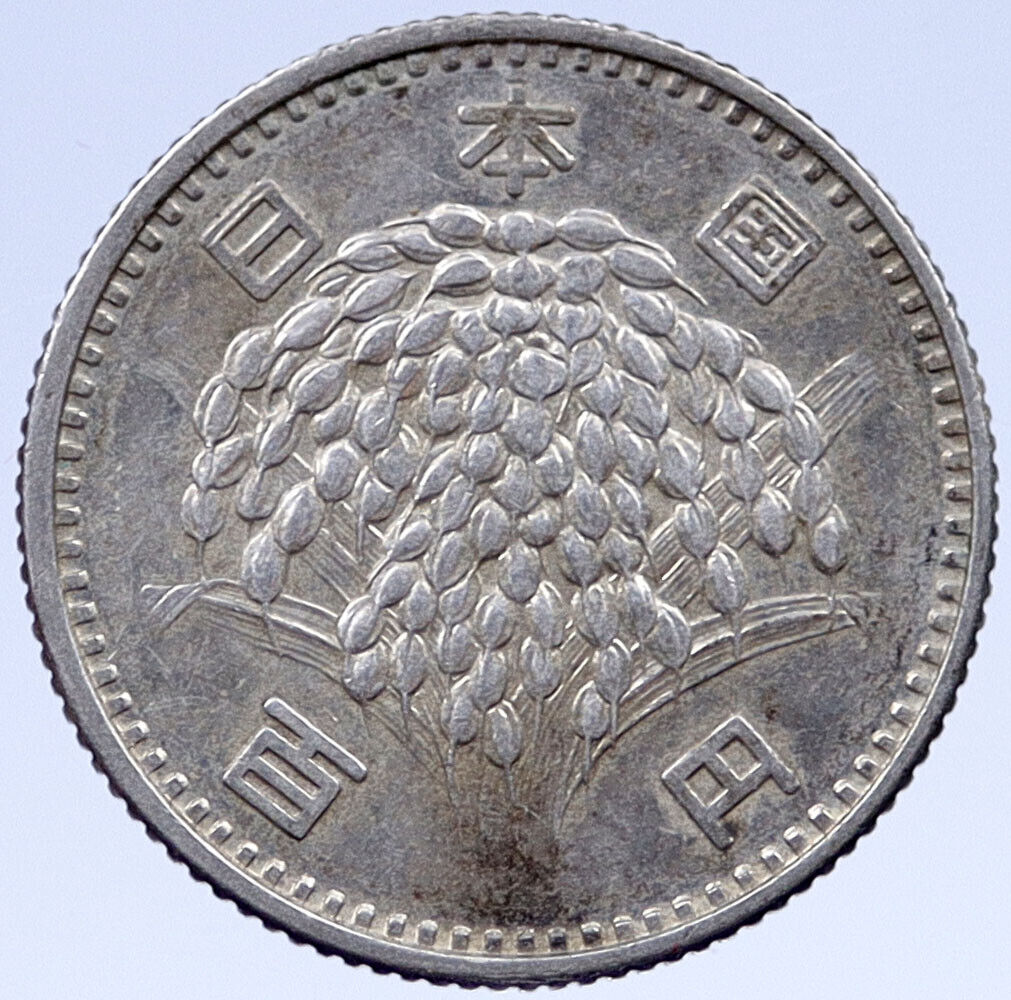 1965 JAPAN Silver 100 Yen RICE of Emperor HIROHITO Antique JAPANESE Coin i119395