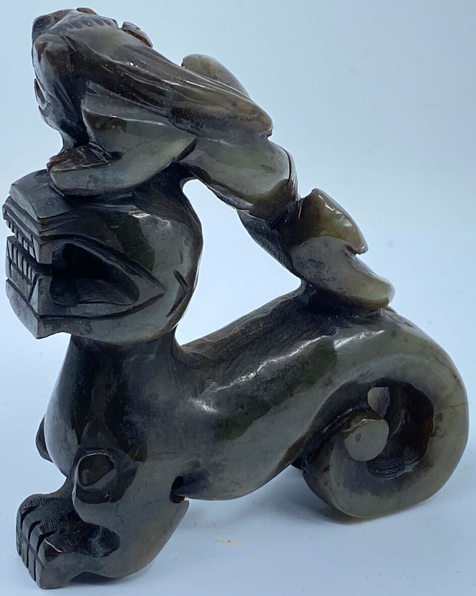 Ancient China Chinese JADE DRAGON Figurine Han Artifact 206BC-220AD i119679