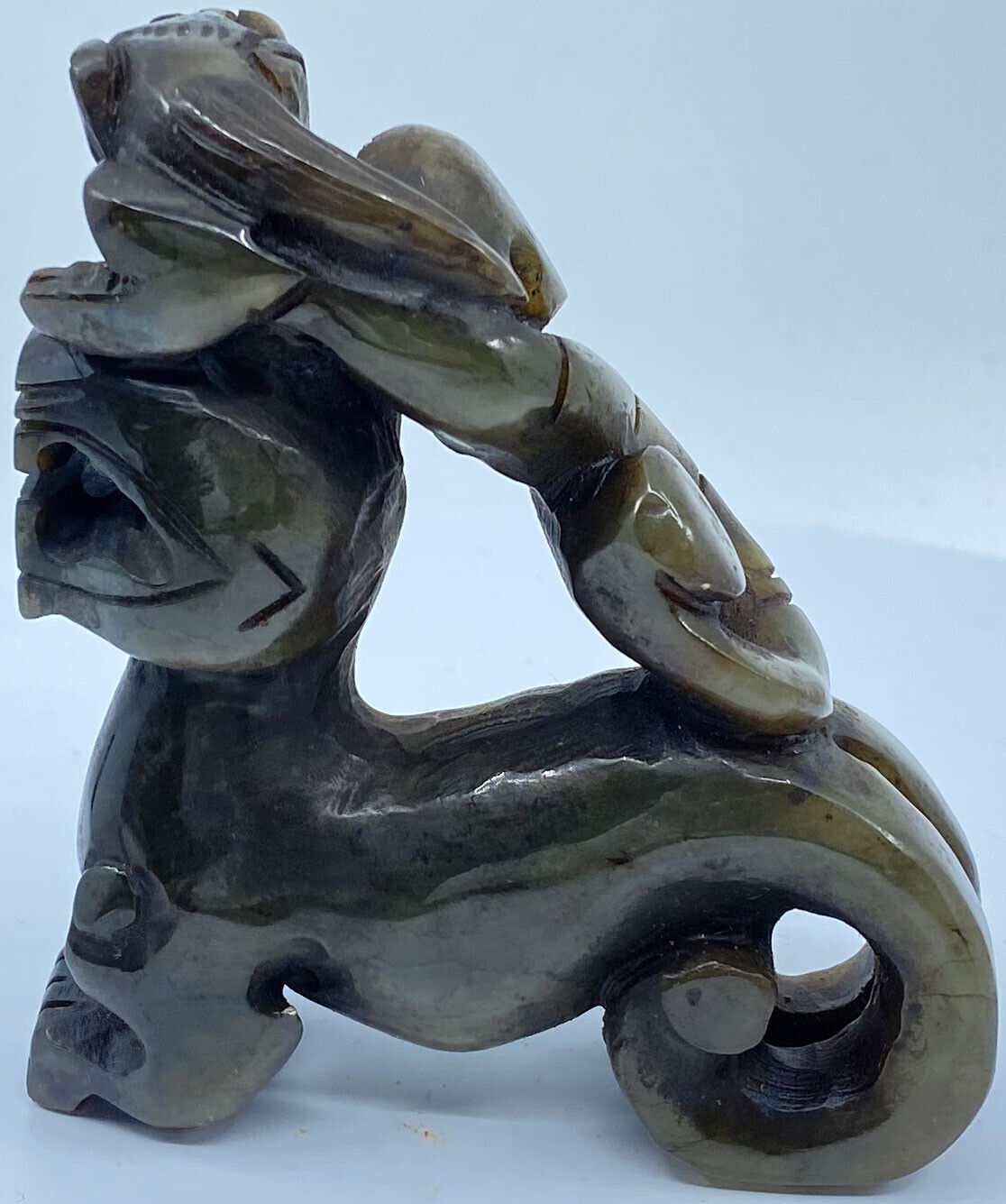 Ancient China Chinese JADE DRAGON Figurine Han Artifact 206BC-220AD i119679