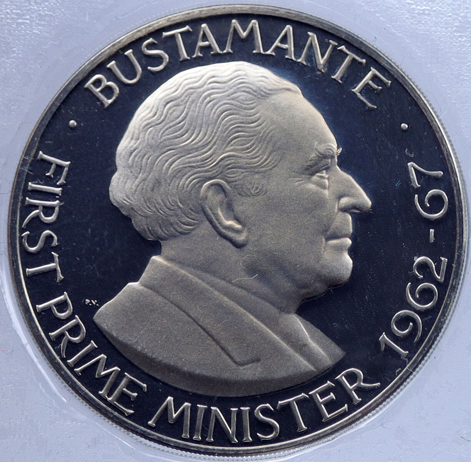 1974 JAMAICA First Prime Minister BUSTAMANTE Vintage Proof Dollar Coin i117771