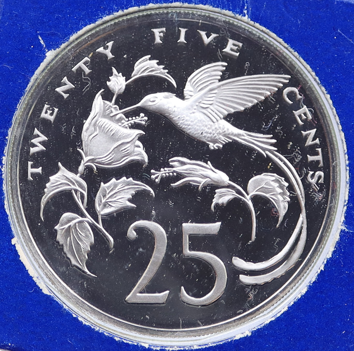 1975 JAMAICA Streamer Tailed Hummingbird OLD VINTAGE Proof 25 Cents Coin i117766