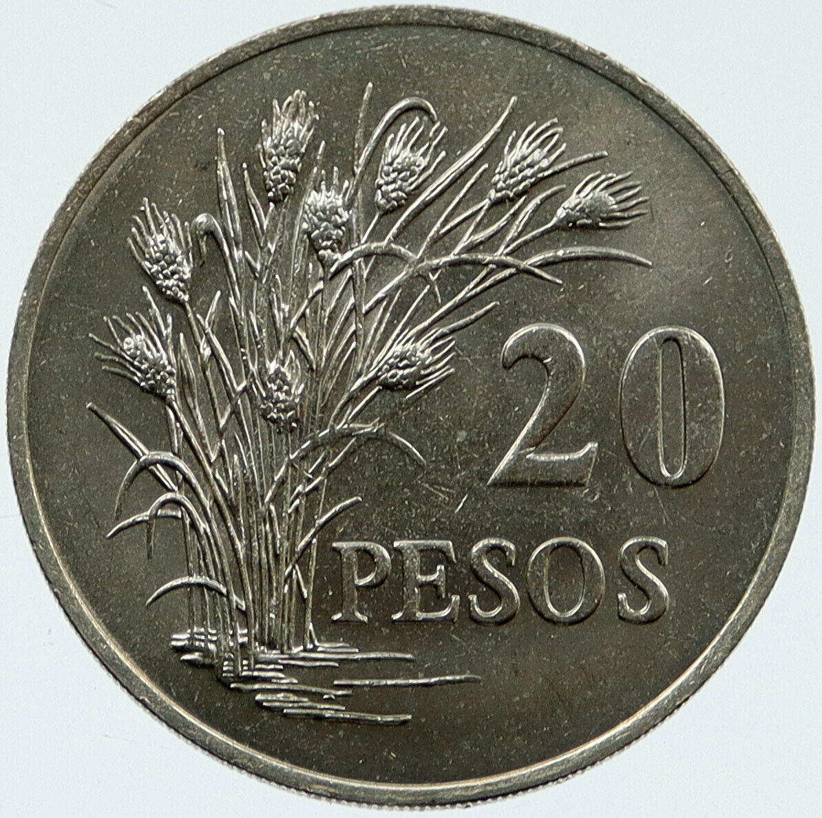 1977 Guinea-Bissau UN FAO Wheat Plants Antique Genuine 20 Pesos Coin i117345