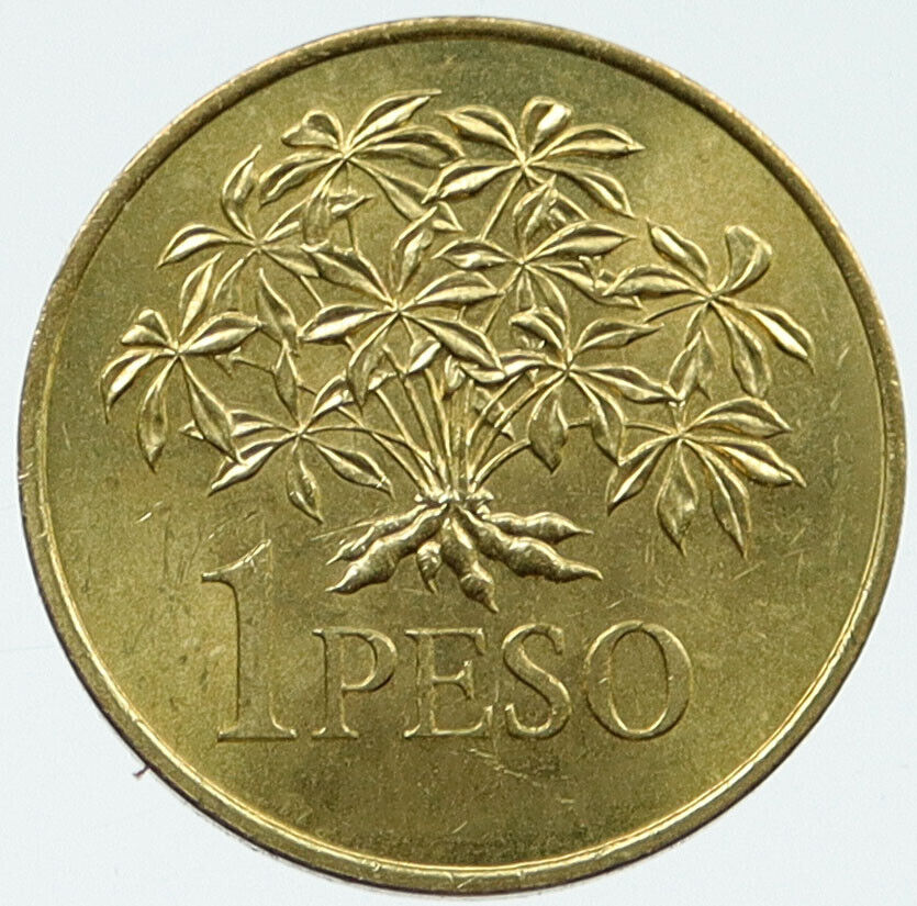 1977 Guinea-Bissau UN FAO Legume Plant Antique Genuine 1 Peso Coin i117343