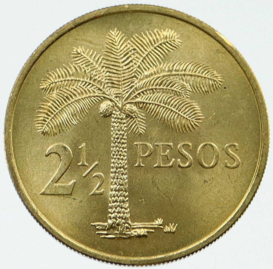 1977 Guinea-Bissau UN FAO PALM TREE Antique Genuine 2 1/2 Pesos Coin i117342