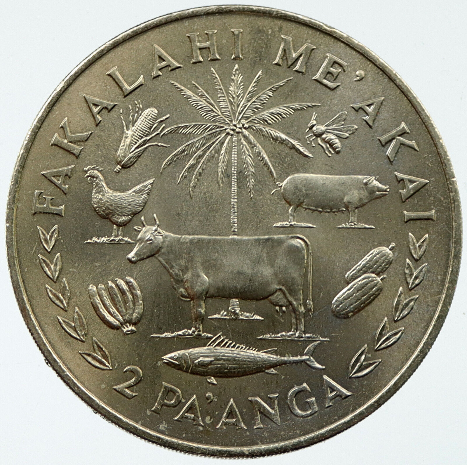 1978 TONGA UN FAO 68th Birthday of Tupou IV Antique 2 Pa'anga Coin i117353