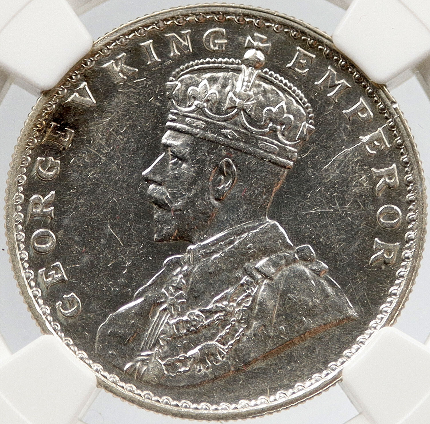 1918 INDIA Antique Silver RUPEE UK King George V Indian Coin NGC i119720