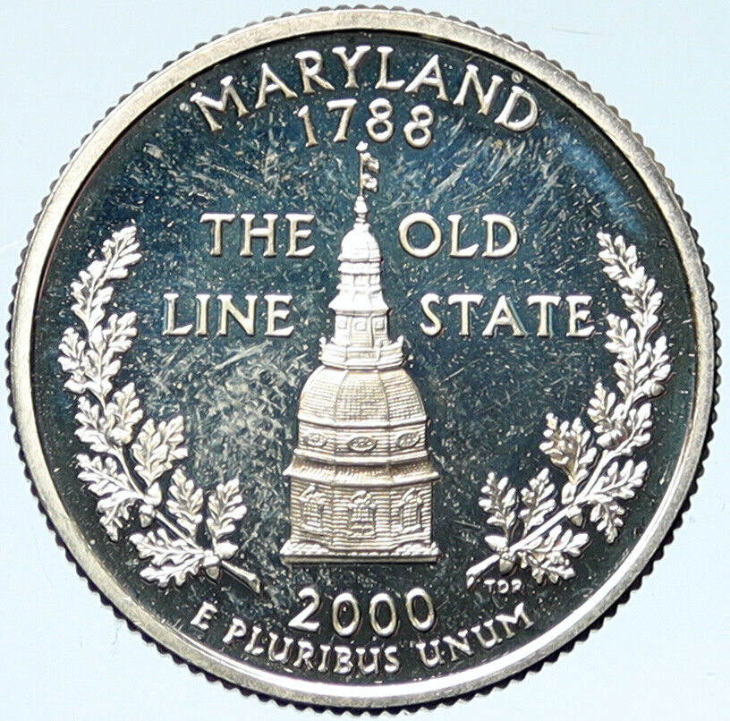 2000 S UNITED STATES USA Washington MARYLAND Proof Silver Quarter Coin i100752