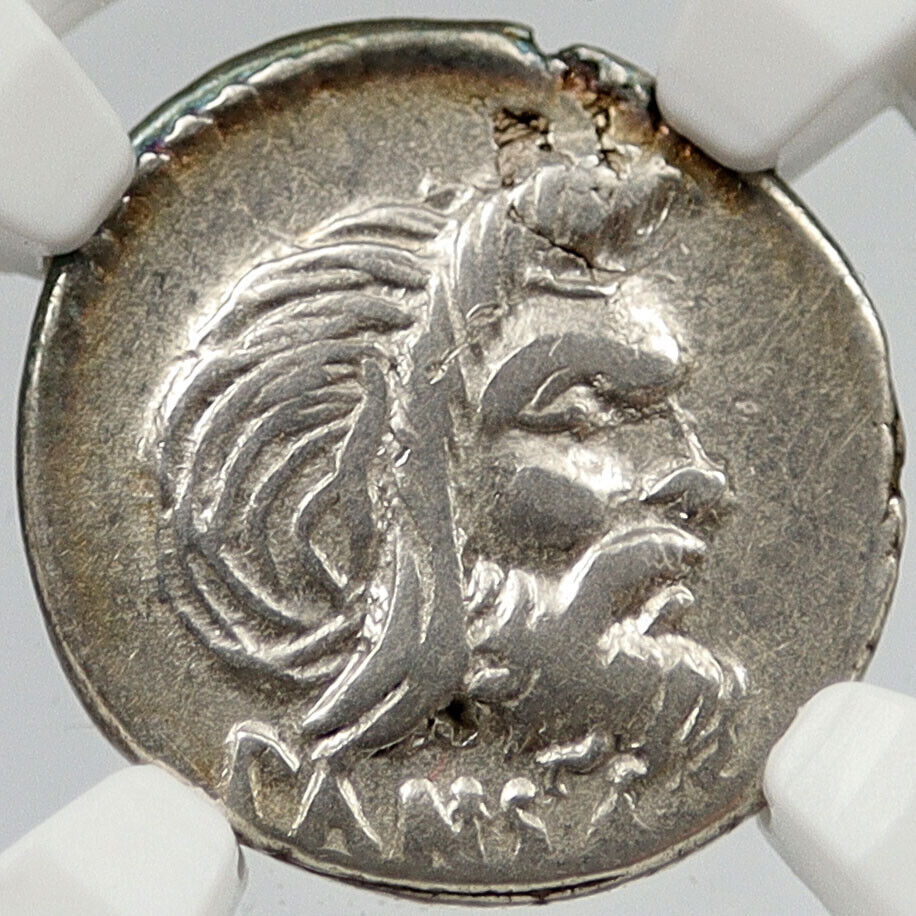 Roman Republic 48BC Rome Silver Ancient Coin PANSA PAN JUPITER NGC i119718
