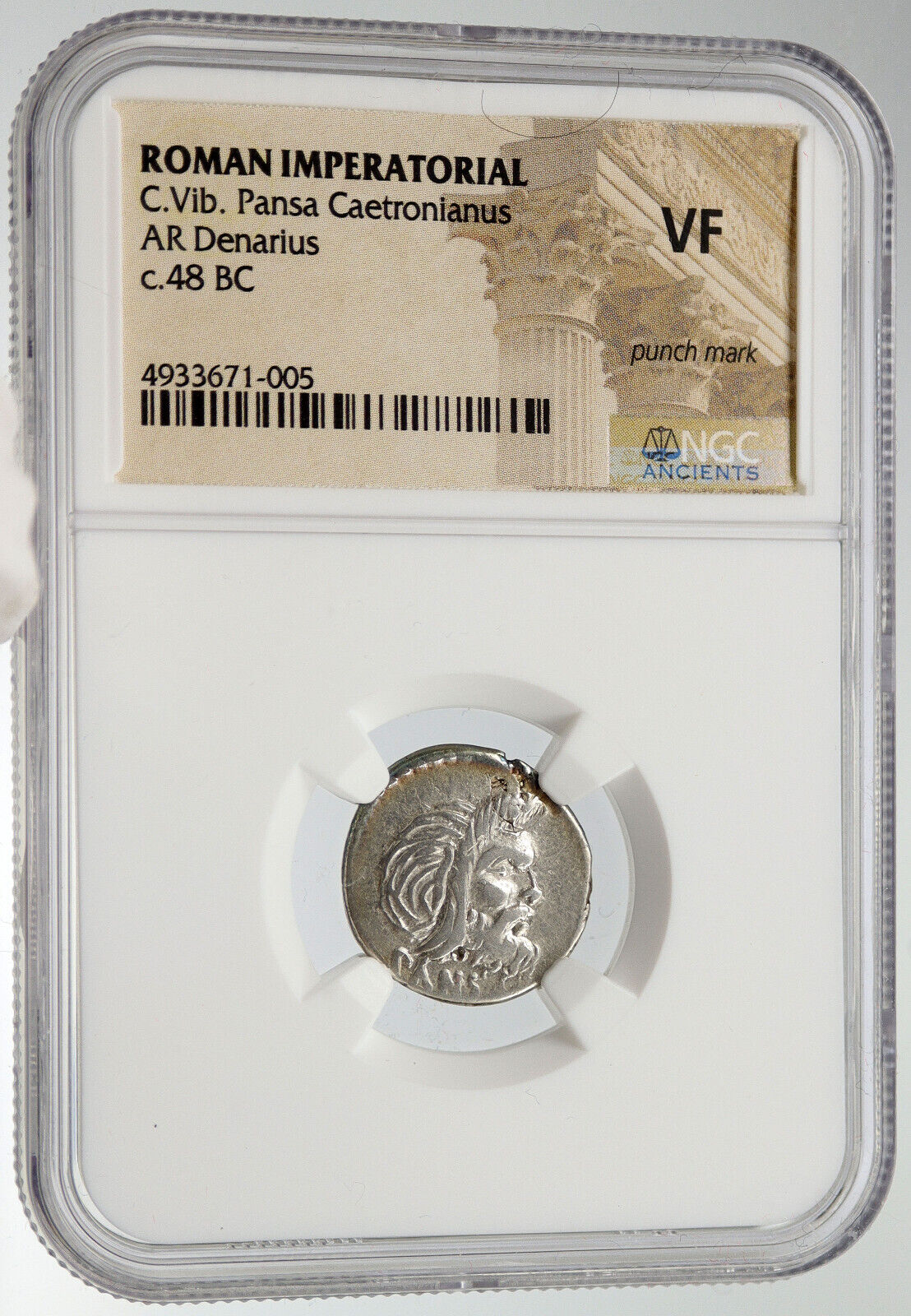 Roman Republic 48BC Rome Silver Ancient Coin PANSA PAN JUPITER NGC i119718