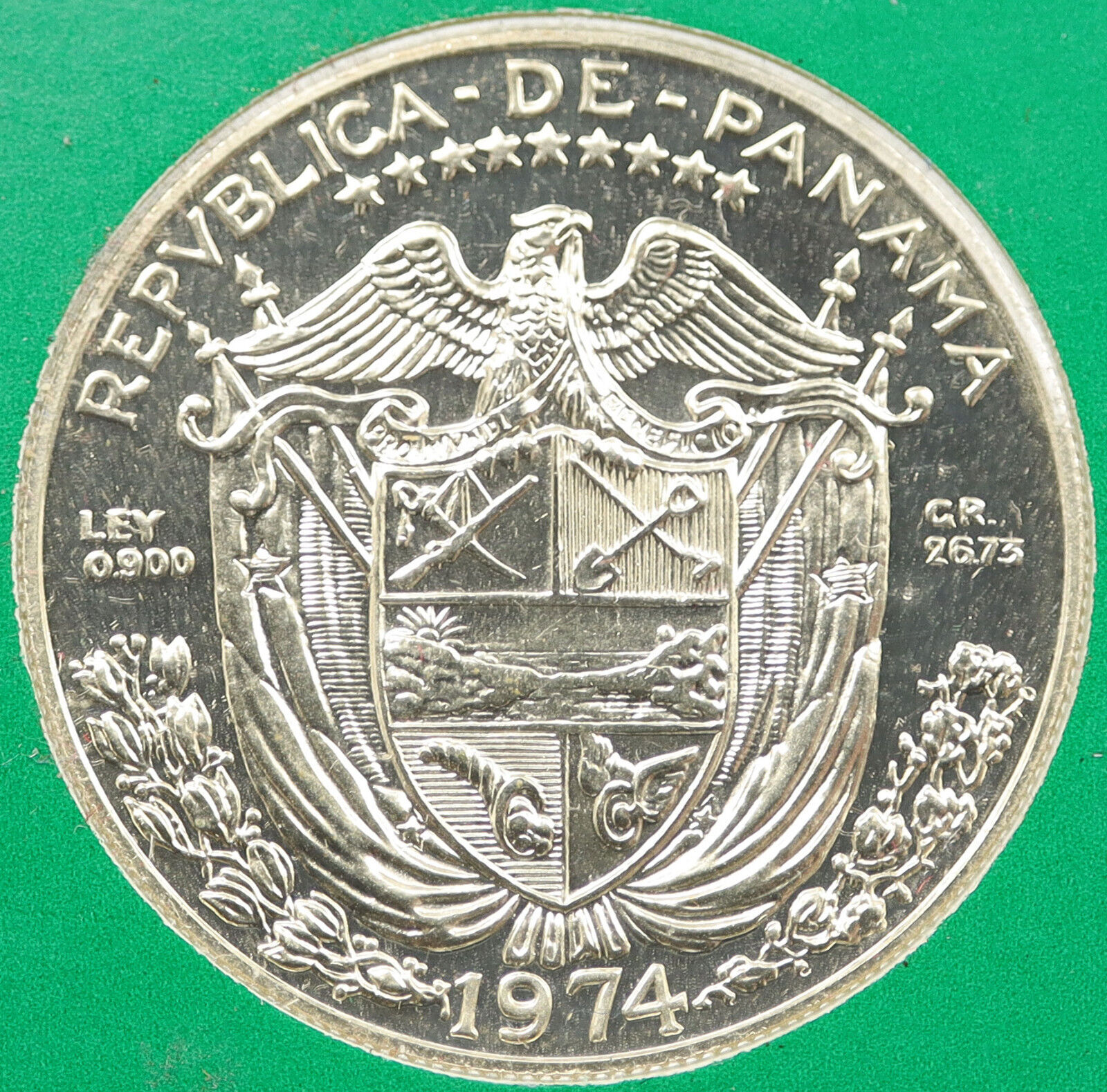 1974 PANAMA Proof 0.77oz Silver BALBOA CONQUISTADOR PANAMIAN UNC Coin i119725