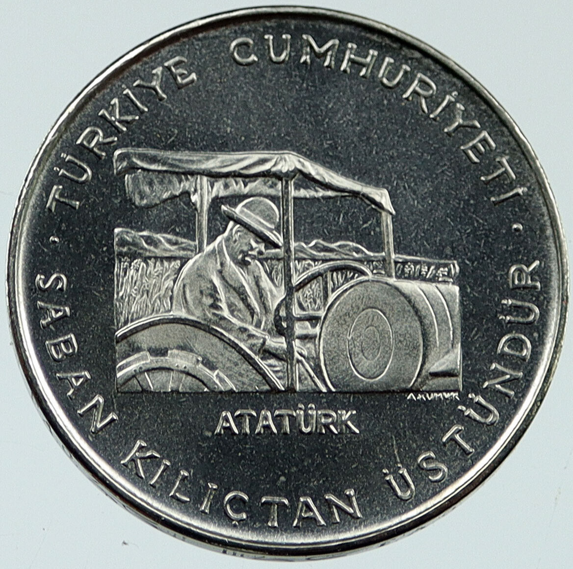 1970 TURKEY UN FAO Ataturk w PLOW Vintage Antique TURKISH Coin i117317