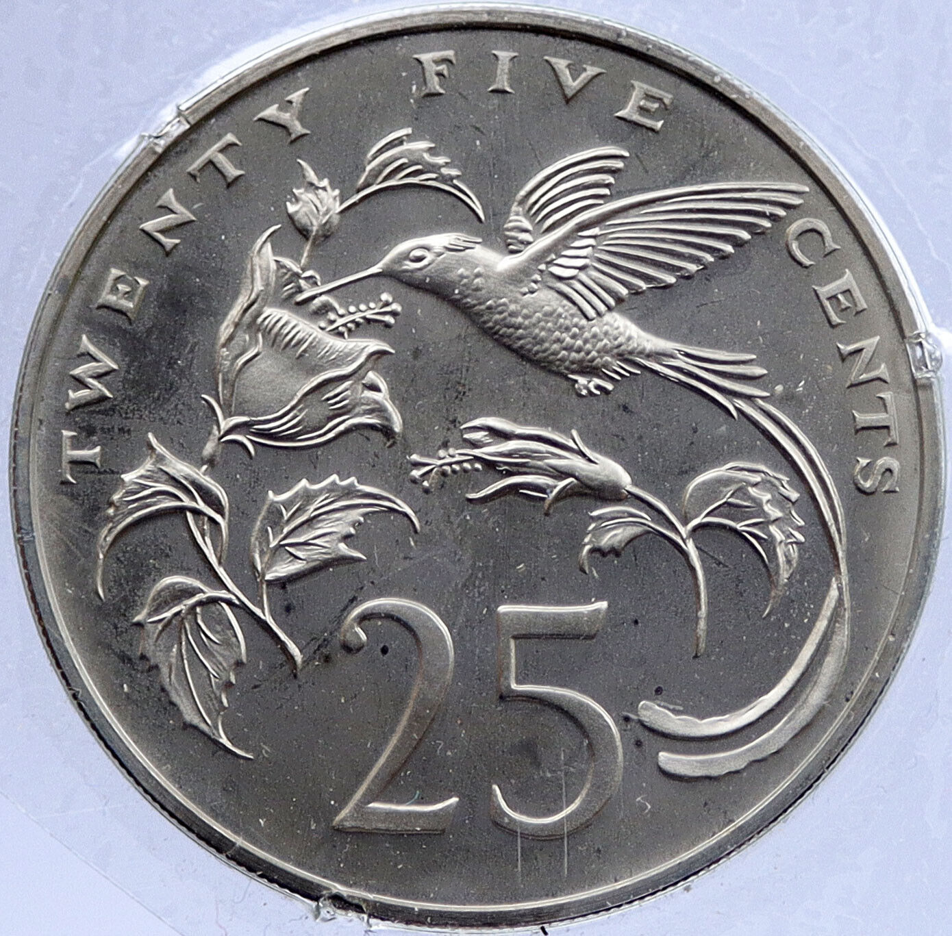 1971 JAMAICA Streamer Tailed Hummingbird OLD VINTAGE Proof 25 Cents Coin i117777