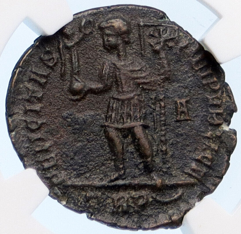 MAGNENTIUS 350AD Chi-Rho Labarum Authentic Ancient Roman Coin NGC XF Rare i60273