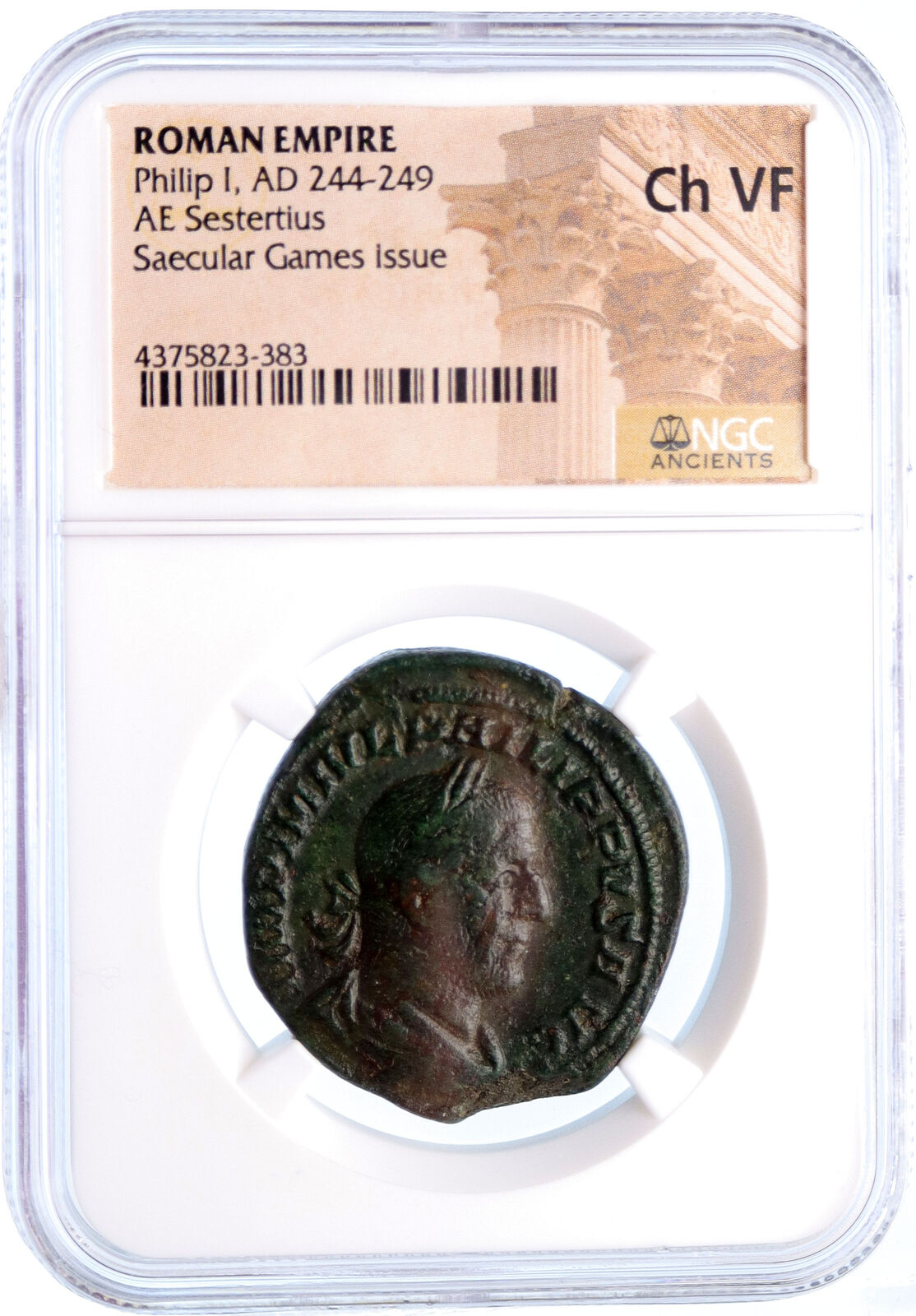 PHILIP I the ARAB Sestertius 1000 Years of Rome Colosseum Animal Coin NGC i60394