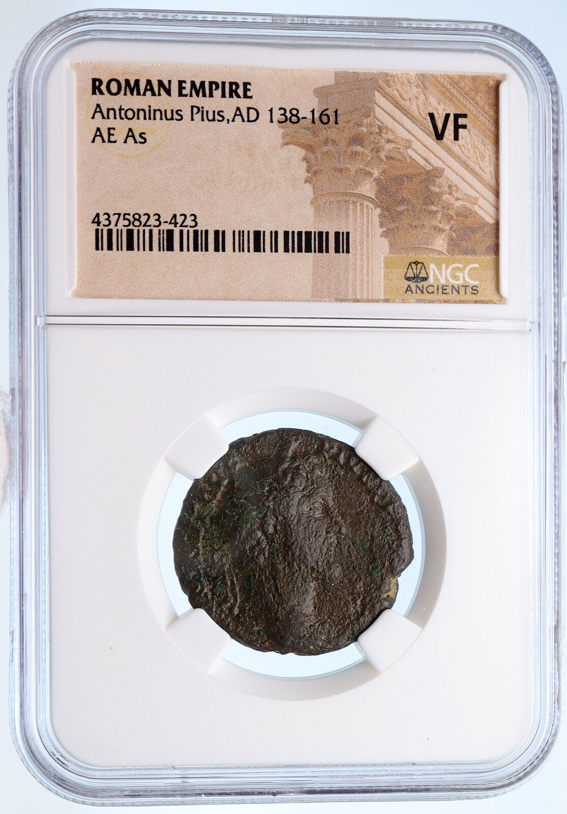 ANTONINUS PIUS 143AD Rome SOW PIGLETS LARES Rare Ancient Roman Coin NGC i60244