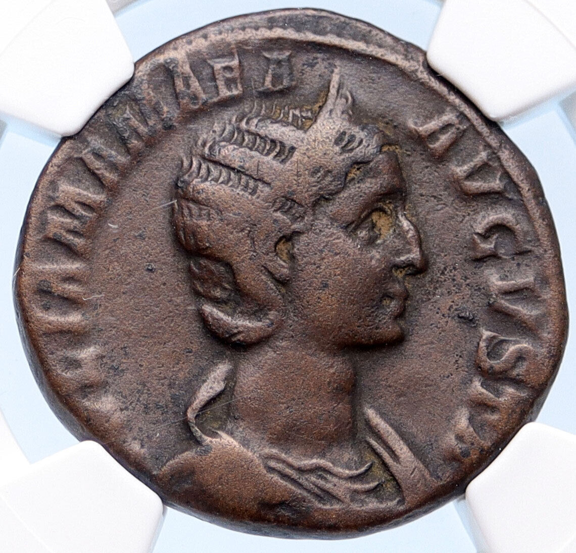 JULIA MAMAEA Severus Alexander MOTHER Sestertius Old Roman Coin VESTA NGC i67815