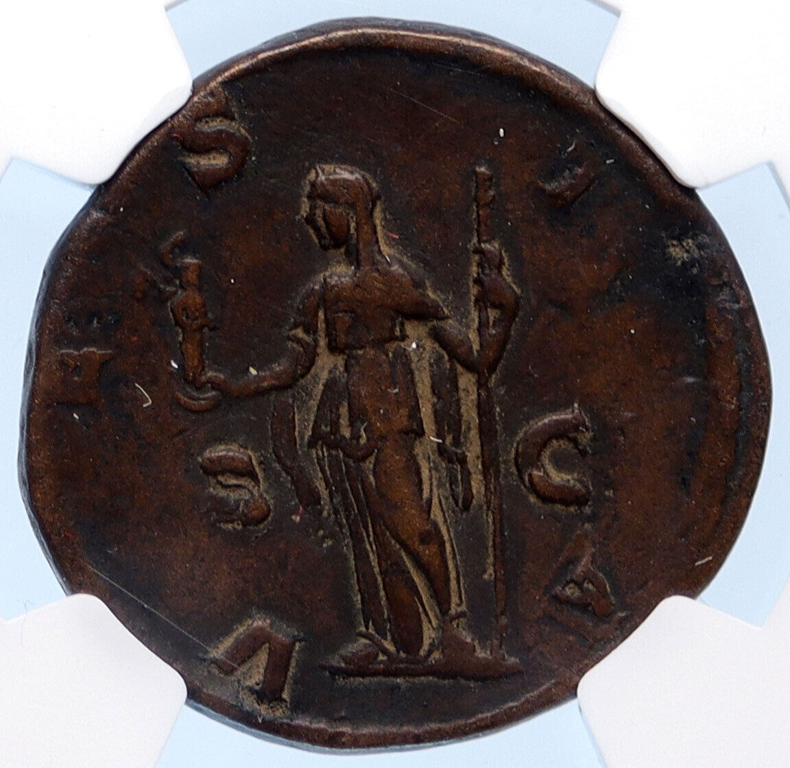 JULIA MAMAEA Severus Alexander MOTHER Sestertius Old Roman Coin VESTA NGC i67815