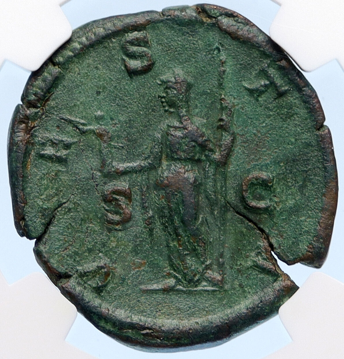 JULIA MAMAEA Severus Alexander MOTHER Sestertius Roman Coin VESTA NGC i67811
