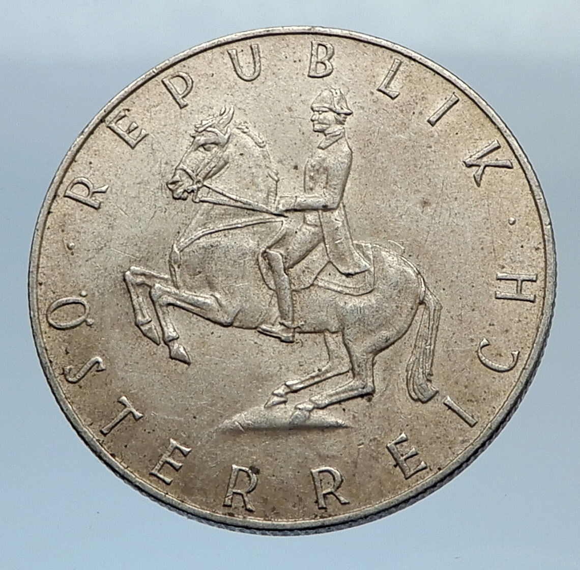 1960 AUSTRIA 5 Shilling Silver Coin Austrian w HORSE RIDER Spanish i71661