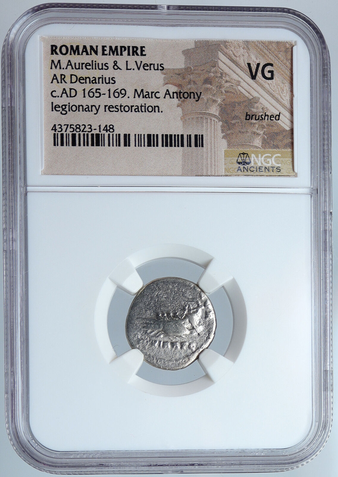 MARK ANTONY Restoration 165AD Silver Roman Coin under Marcus Aurelius NGC i59858