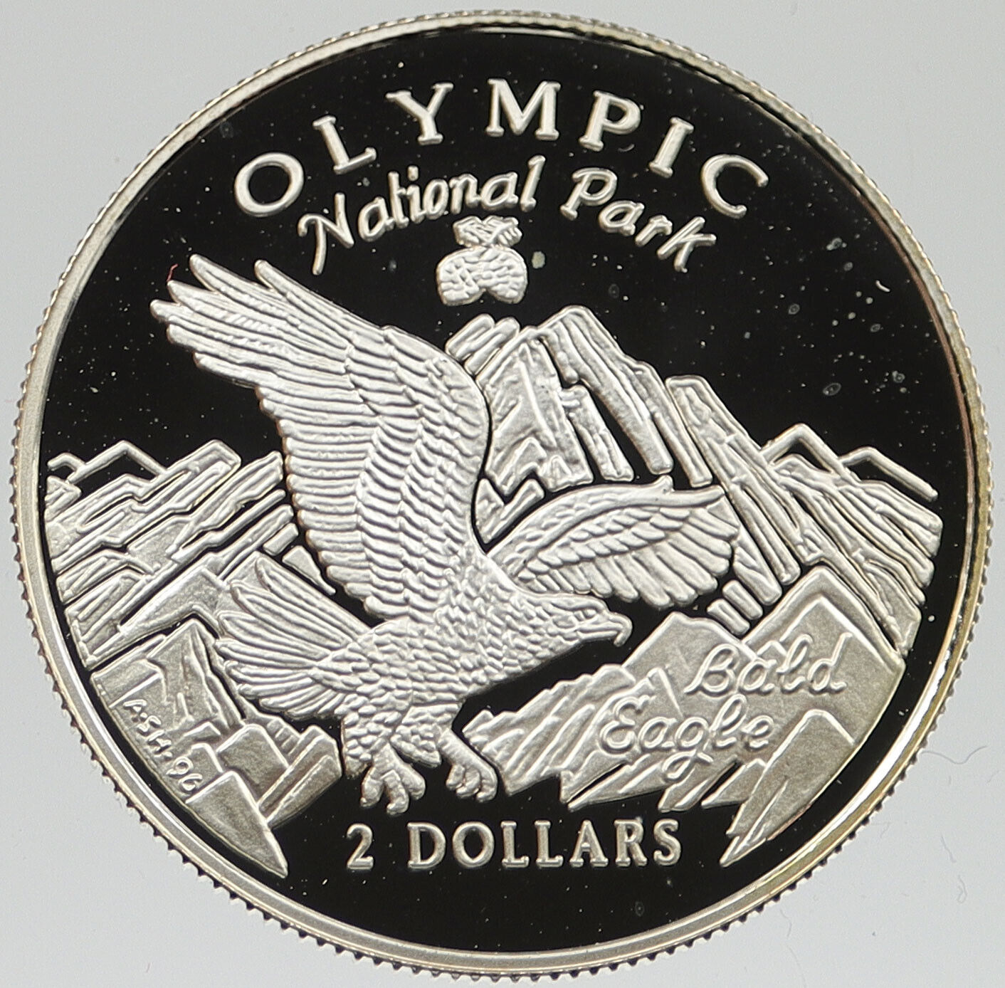 1996 COOK ISLANDS Proof SILVER 2 Dollars OLYMPIC NATIONAL PARK Coin i120281
