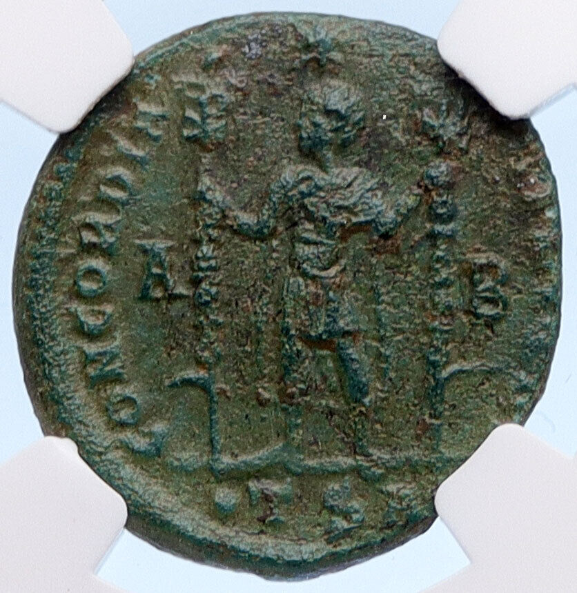 VETRANIO 350AD Rare Authentic Ancient Roman Labarum Chi-Rho Coin NGC XF i60248