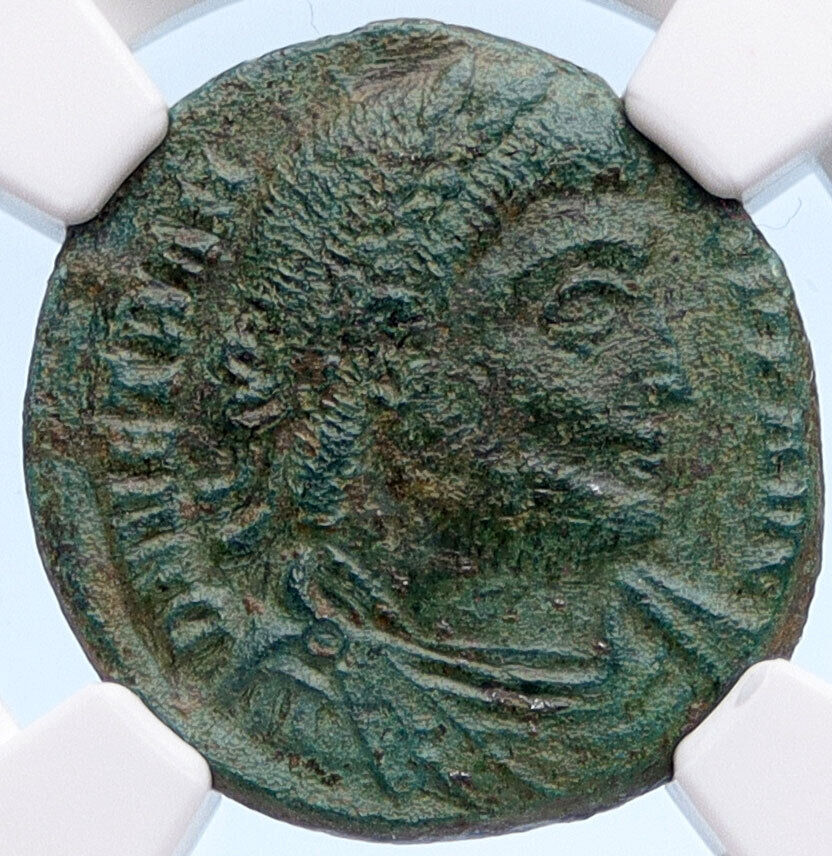 VETRANIO 350AD Rare Authentic Ancient Roman Labarum Chi-Rho Coin NGC XF i60248