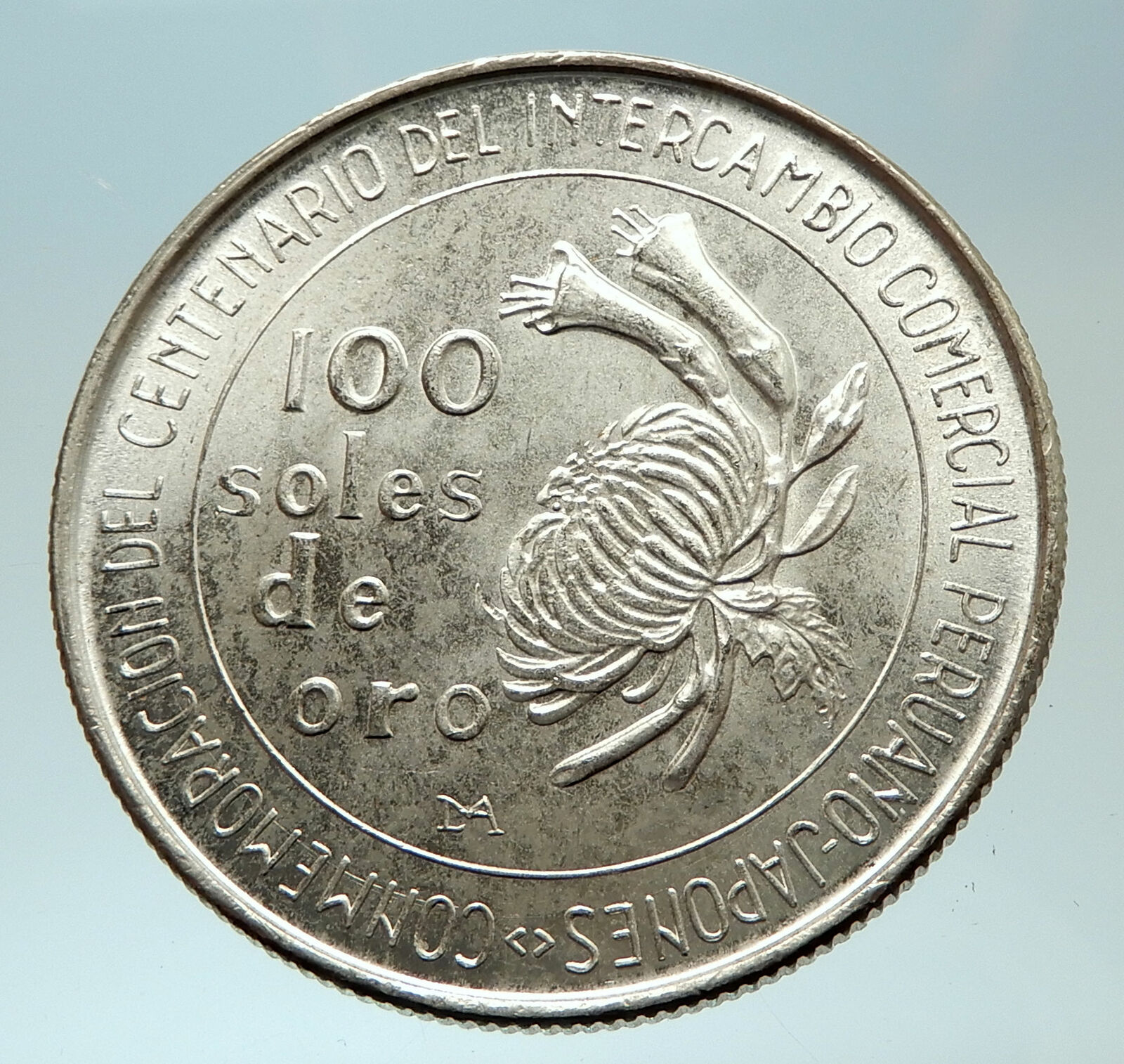 1973 PERU South America Japanese Relations Genuine 100 Soles Silver Coin i76633
