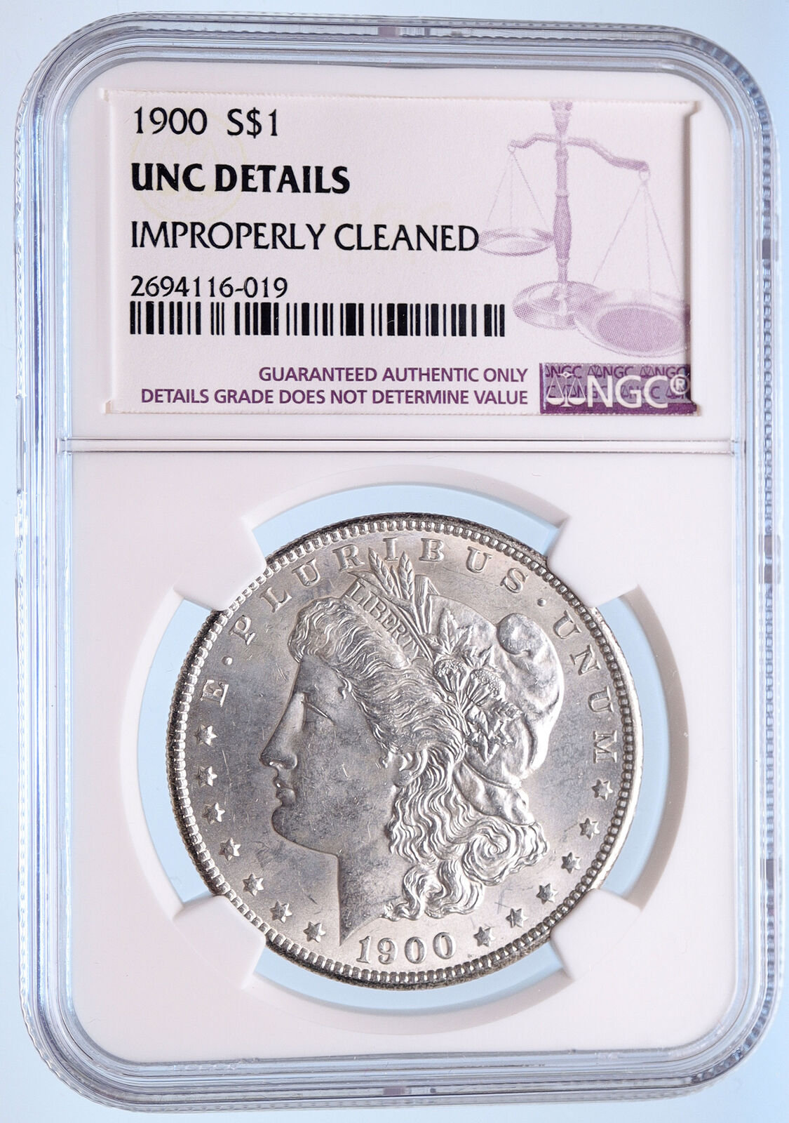 1900 MORGAN SILVER DOLLAR United States of America USA Coin NGC UNC DETAI i57728