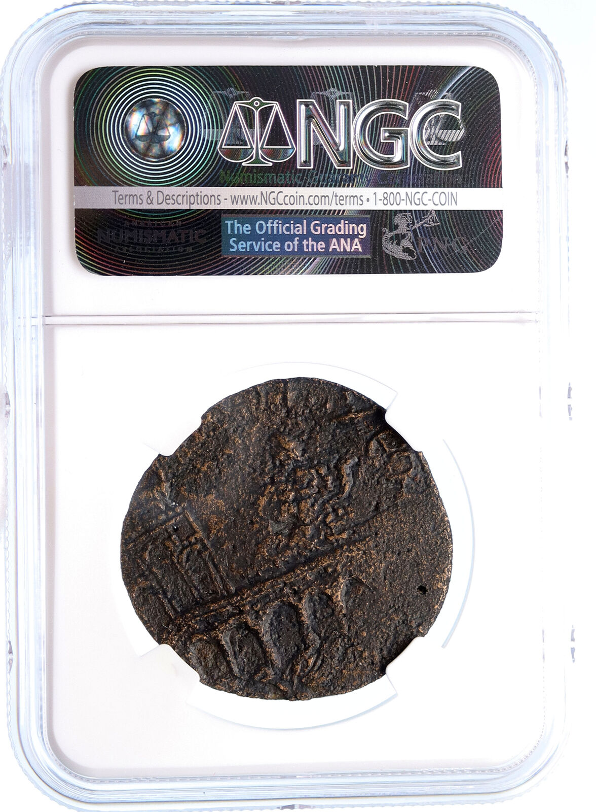 GALLIENUS 253AD RARE Ancient Medallion Size Roman Coin RIVER Bridge NGC i60423