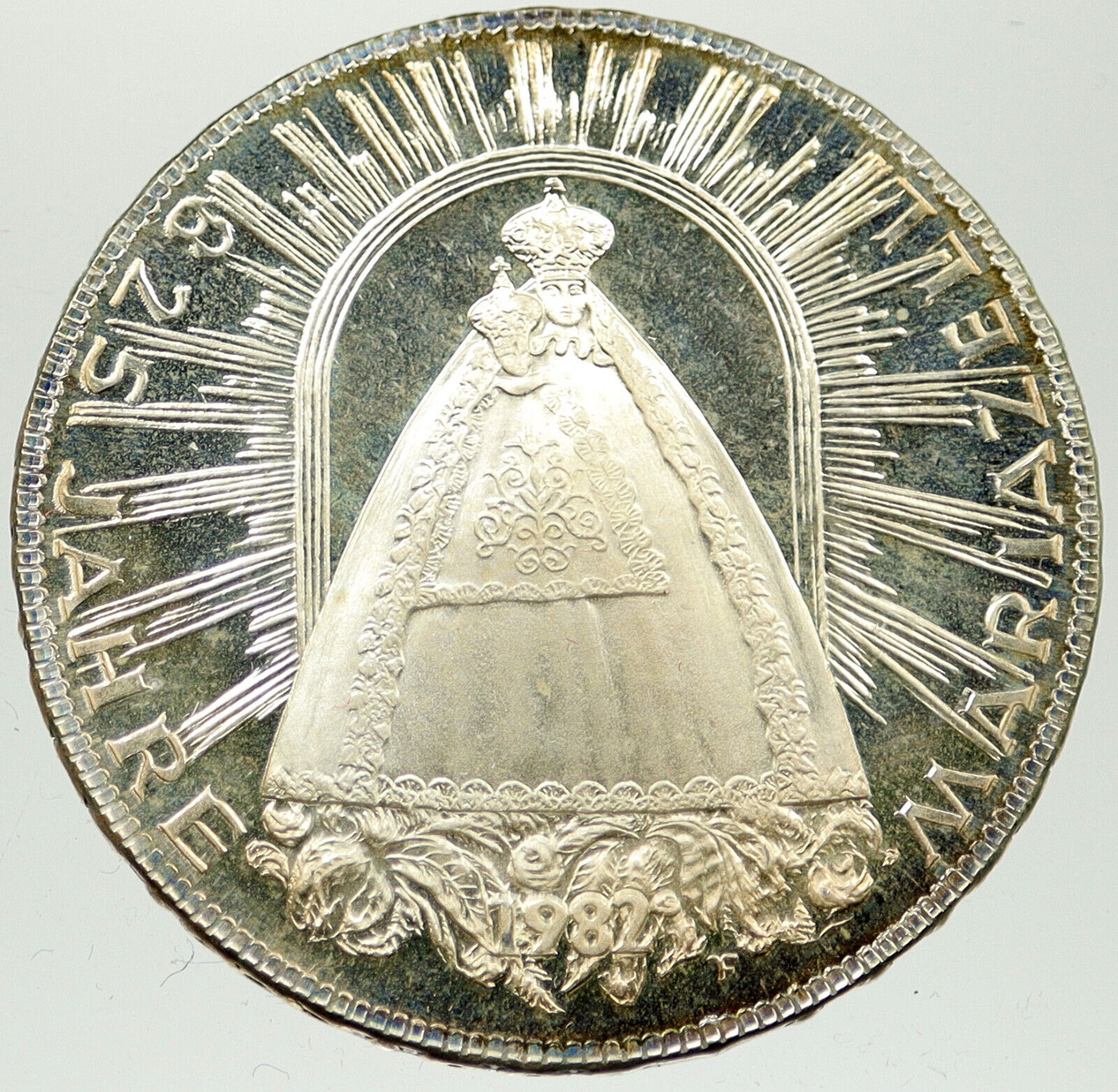 1982 AUSTRIA Proof Silver 500 Schilling MARY JESUS Mariazell Shrine Coin i120272