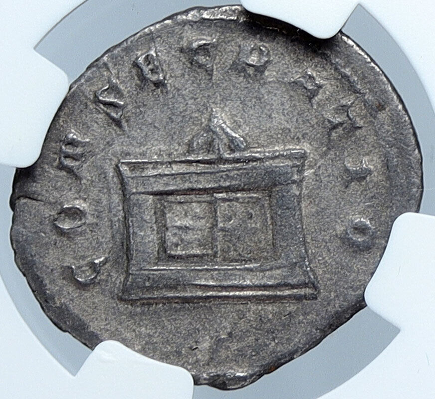 Divus TRAJAN 249AD CONSECRATIO Altar Trajan Decius Silver Roman Coin NGC i59824