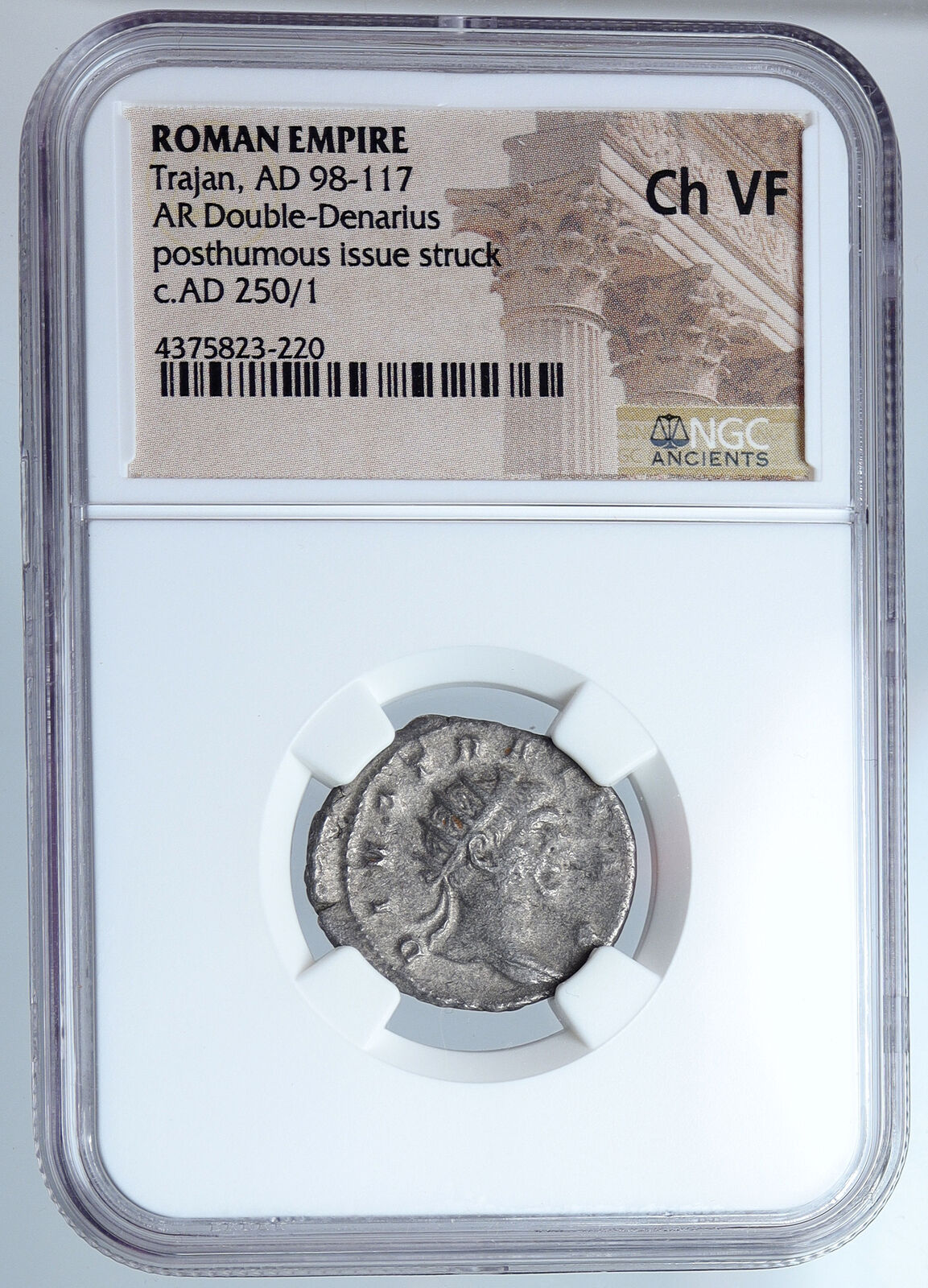 Divus TRAJAN 249AD CONSECRATIO Altar Trajan Decius Silver Roman Coin NGC i59824