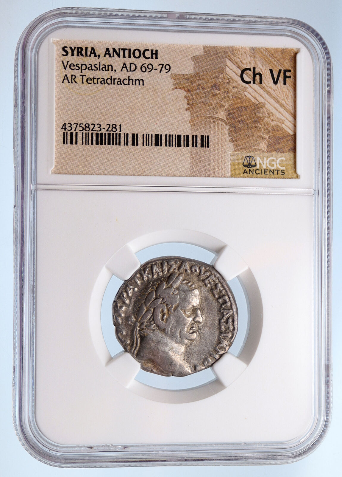 VESPASIAN 69AD Ancient Silver Roman Tetradrachm Coin Antioch Eagle NGC i60112