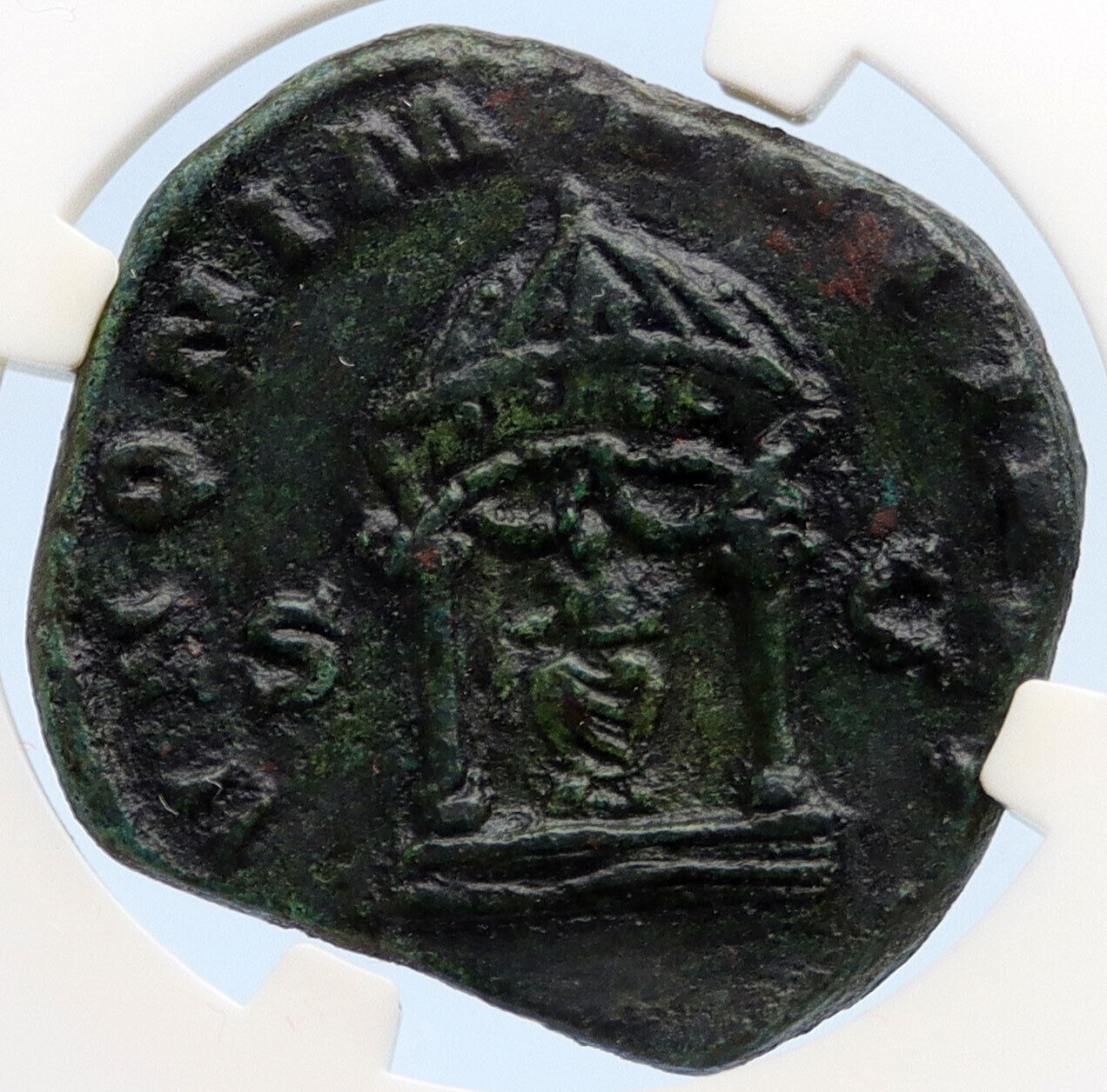 VOLUSIAN 250AD Sestertius Authentic Ancient Roman Coin JUNO TEMPLE NGC i62058