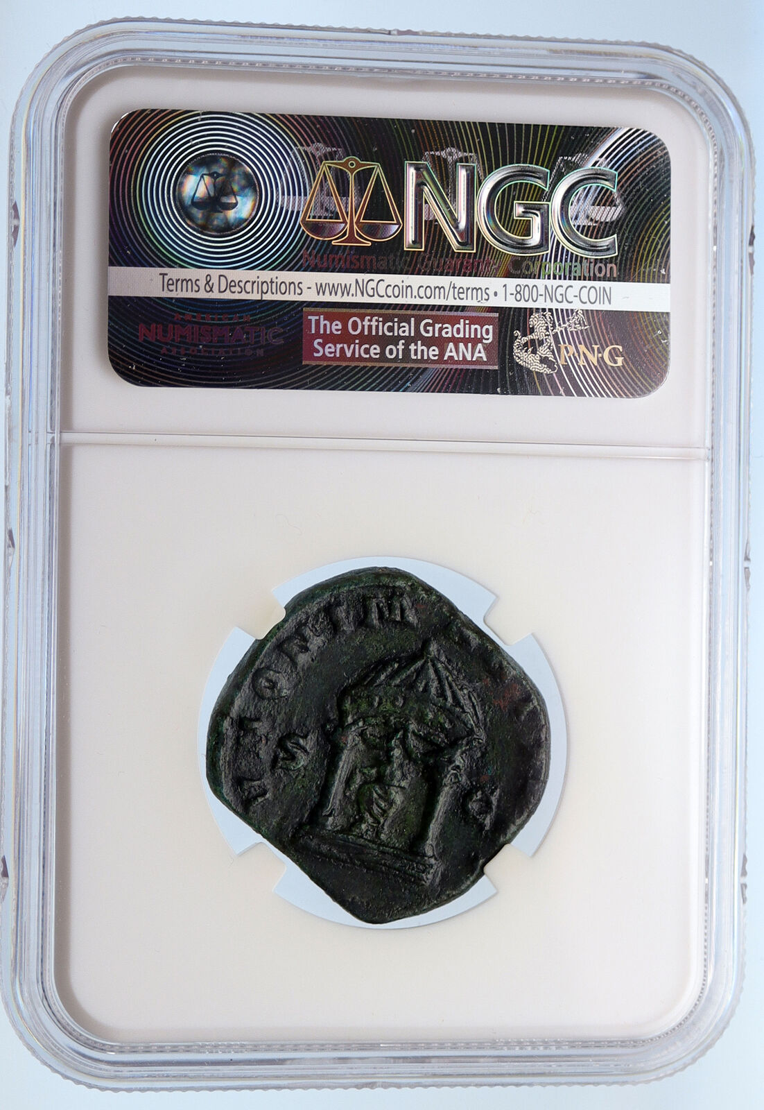 VOLUSIAN 250AD Sestertius Authentic Ancient Roman Coin JUNO TEMPLE NGC i62058