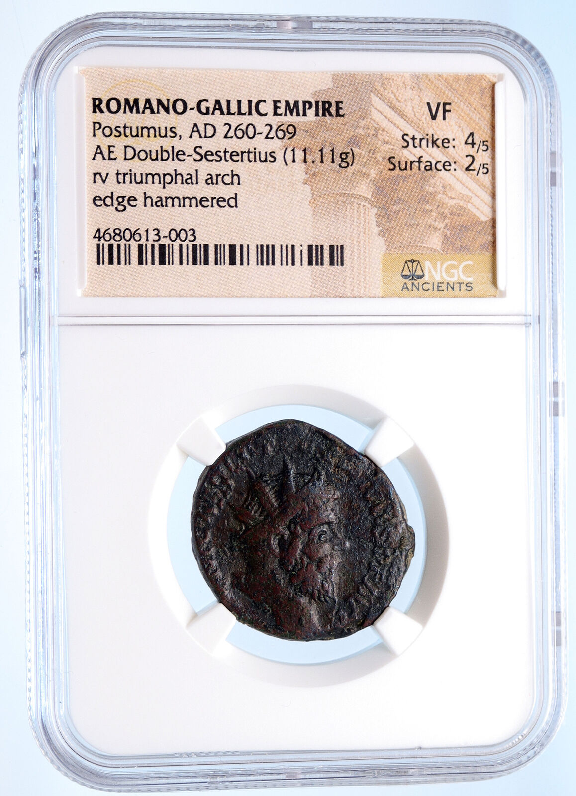 POSTUMUS Authentic VERY Rare 260AD SESTERTIUS Trophy ARCH Roman Coin NGC i67814