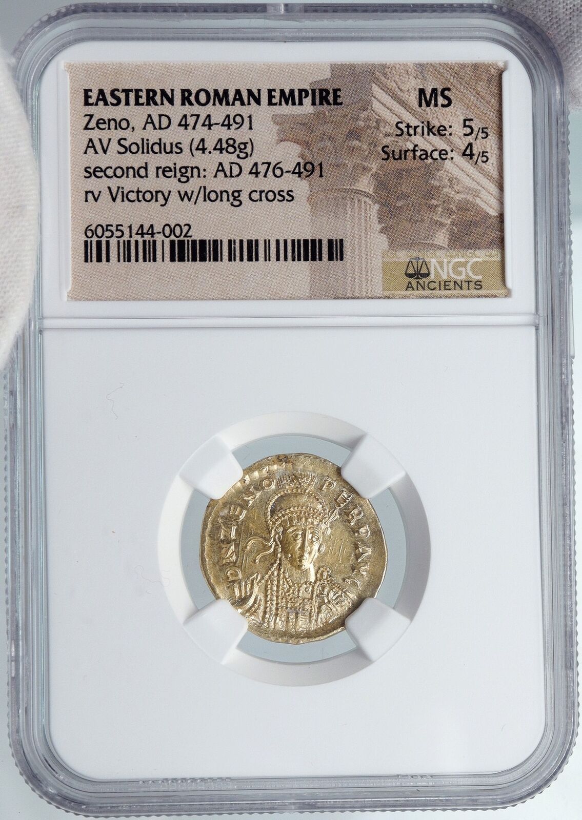 ZENO Ancient 476 AD Eastern Roman Empire CHRISTIAN CHI-RO Gold Coin NGC i89072