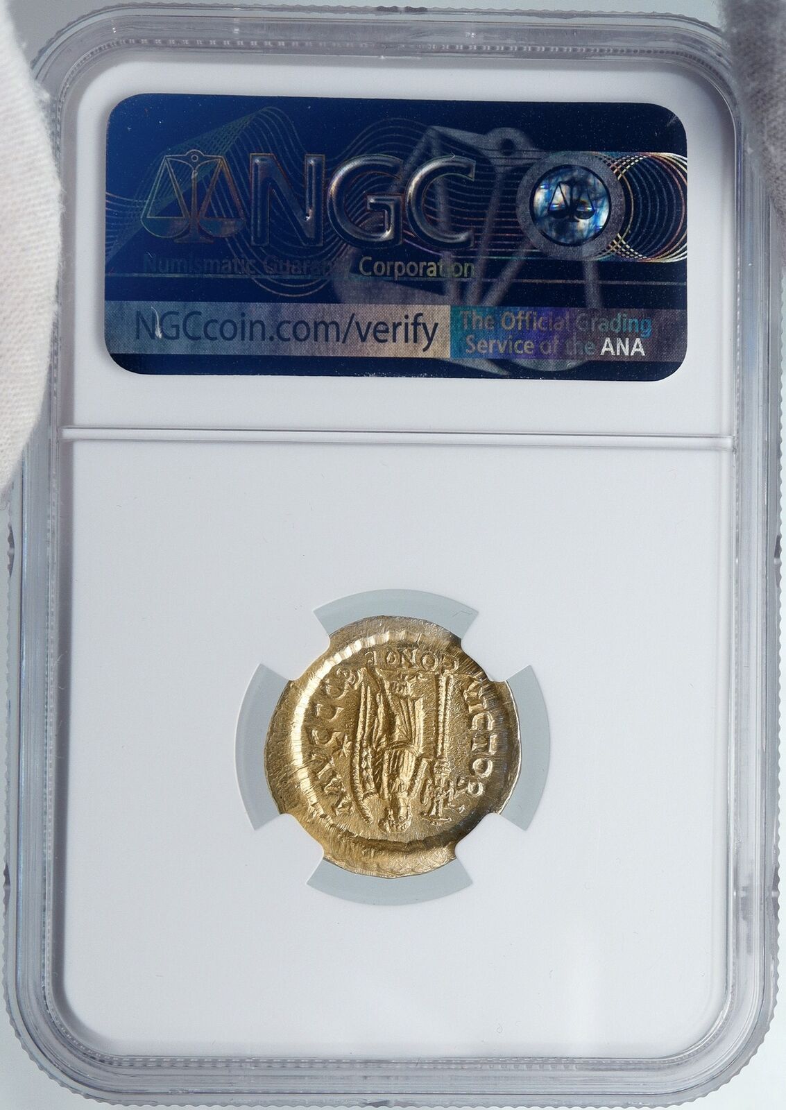 ZENO Ancient 476 AD Eastern Roman Empire CHRISTIAN CHI-RO Gold Coin NGC i89072