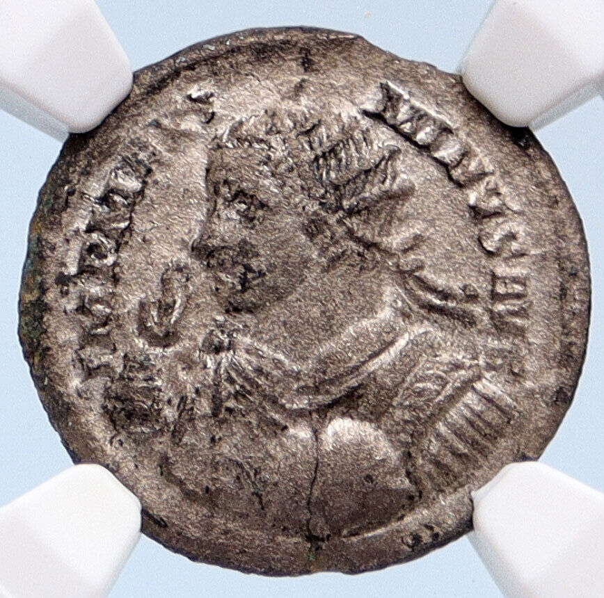 MAXIMINUS II Daia 310AD Silver Argenteus Ancient Roman Coin SOL Rare NGC i64196