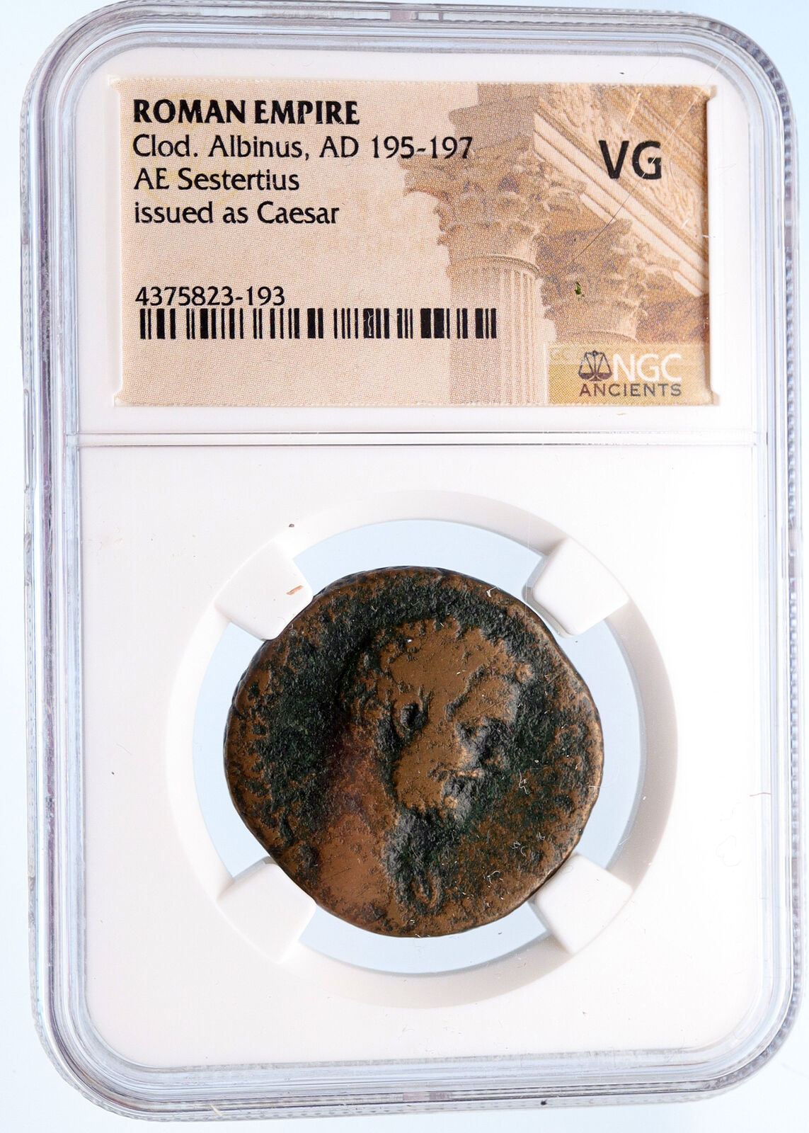 CLOUDIUS ALBINUS as Caesar 194AD Rome Sestertius Ancient Roman Coin NGC i60229